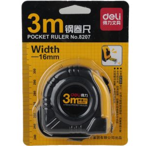 deli 8207 Steel Measure Tape, 3m, Yellow