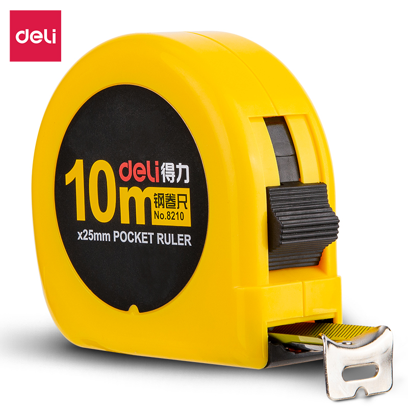 deli 8210 Steel Measure Tape, 10m, Yellow
