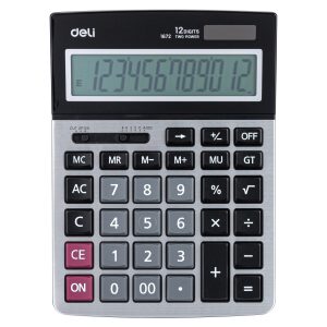 deli E1672 Desktop Calculator, Metal-12 digits, Silver