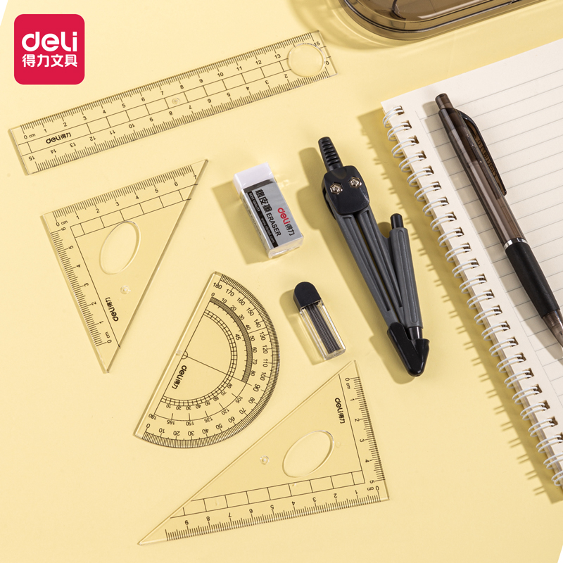 deli 9591 Ruler Set, 15cm ruler, Grey