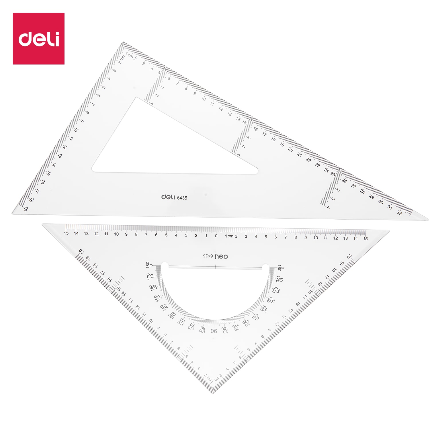 deli E6435 Set Square, 30cm & 33cm, Transparent