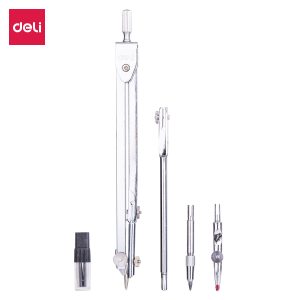 deli E8604 Drafting Set, Metal 4pcs Compass, Silver