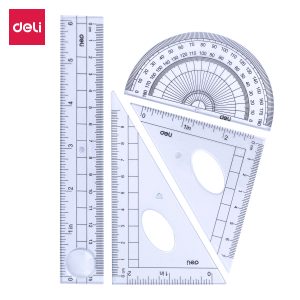 deli E9597 Ruler Set, 4 pcs, Transparent