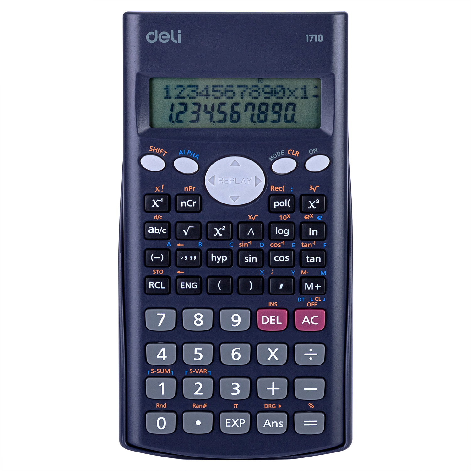 deli E1710 Scientific Calculator, 240F-two line display-10+2 digits, Dark Blue