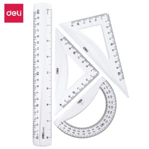 deli EG00412 Ruler Set, 4 pcs, Transparent