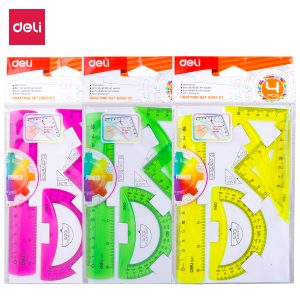 deli EG00602 Ruler Set, 4 pcs, Assorted Colors