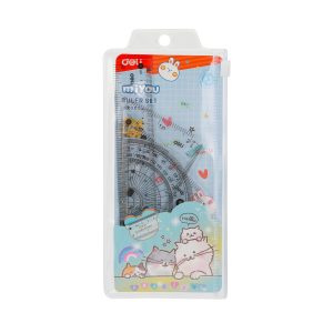 deli EG00803 Ruler Set, 4 pcs, Transparent