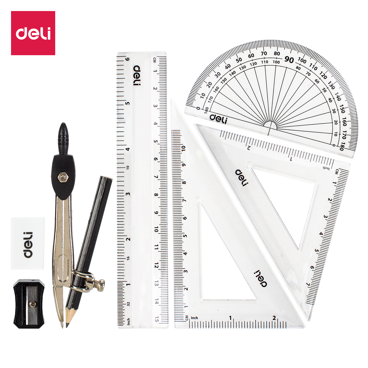deli EG30505 Drafting Set, Drafting Set 8pcs, Assorted Colors