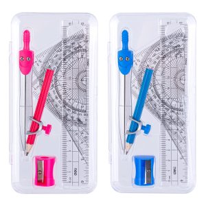 deli EH600 Drafting Set, 15cm ruler set,compass,sharpener, Assorted Colors
