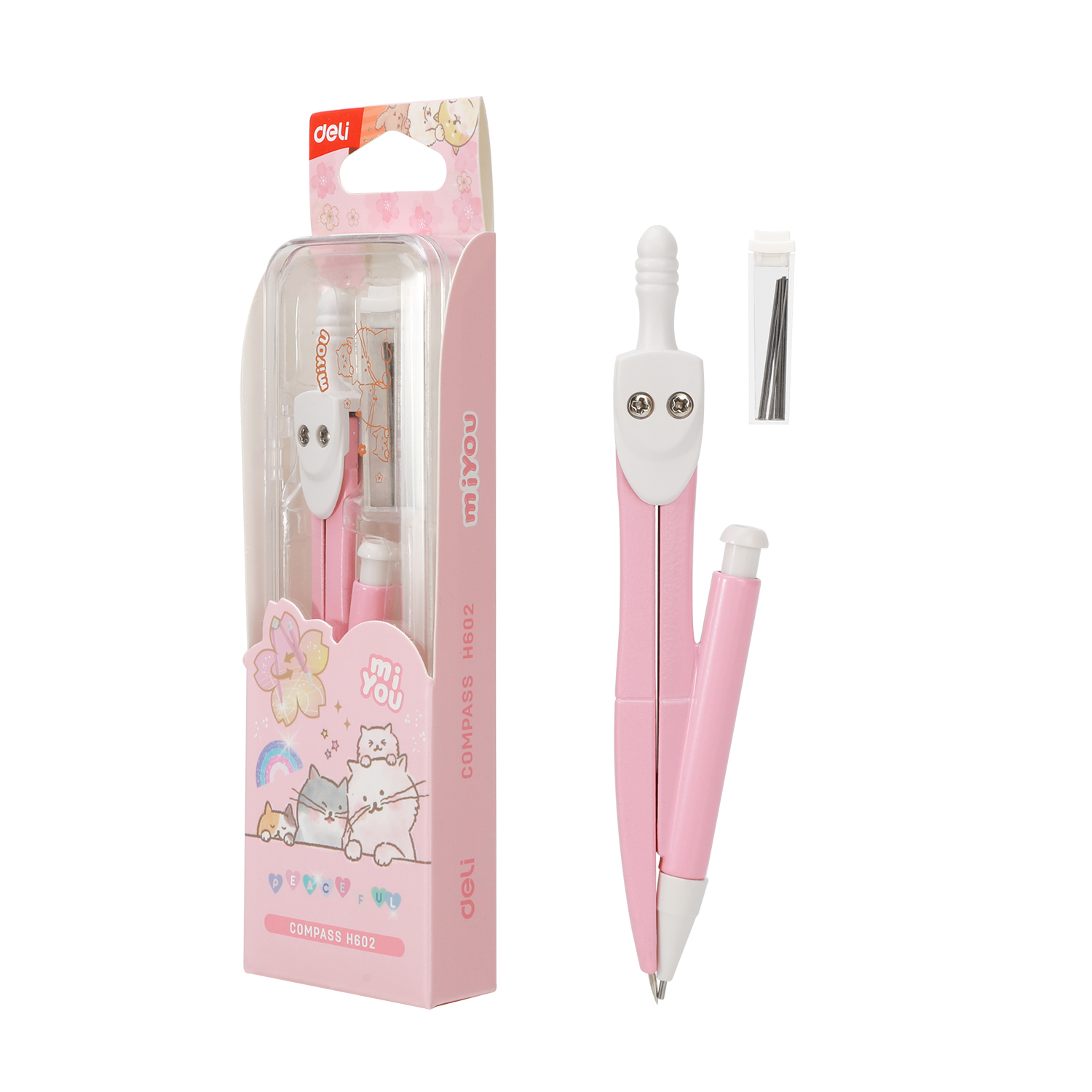 deli EH602 Compass, with mechanical pencil Ø up to 280 mm, Assorted Colors