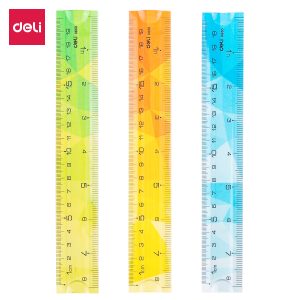deli EH649 Ruler Set, 3 PCS set(Ruler:15cm), Assorted Colors