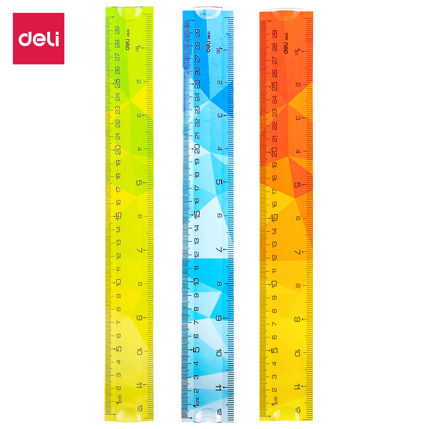 deli EH651 Ruler, 30 cm, 12 inch, Assorted Colors