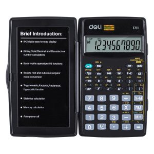 deli E1711 Scientific Calculator, 56F-8+2 digits, Black