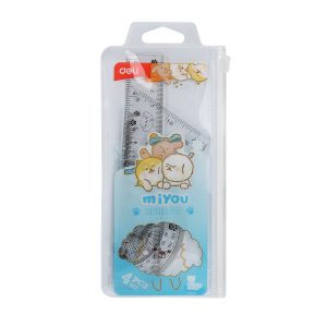 deli EH657 Ruler Set, 4 PCS set(Ruler:15cm), Assorted Colors