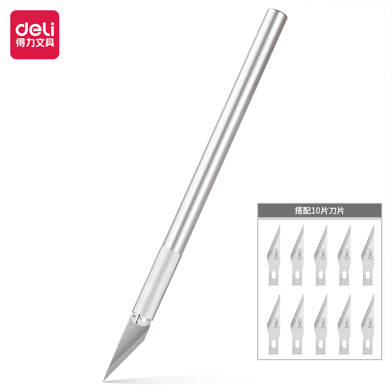deli 2102 Carving Knife, Length:148mm, 10 blade included, Silver