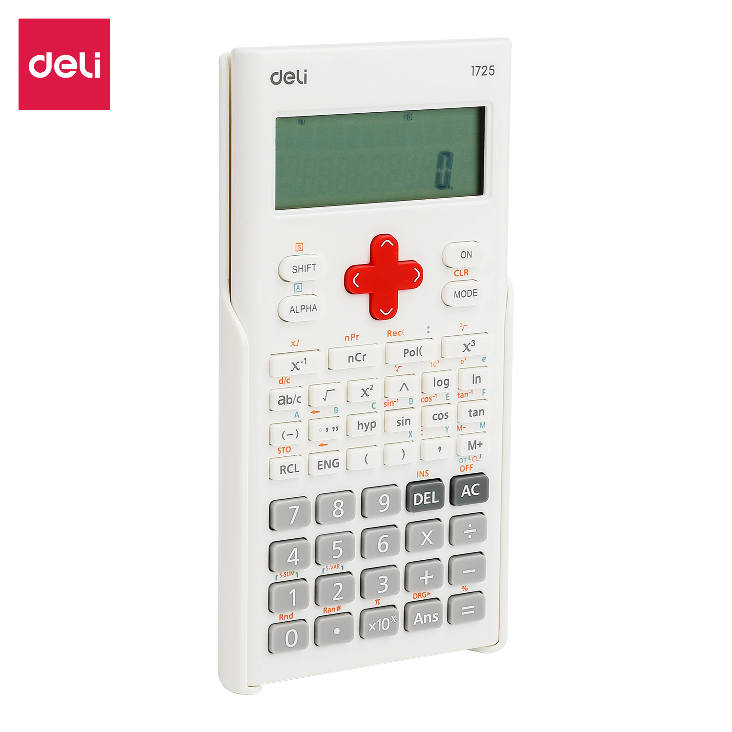 deli E1725 Scientific Calculator, 240F,10+2 digits, White
