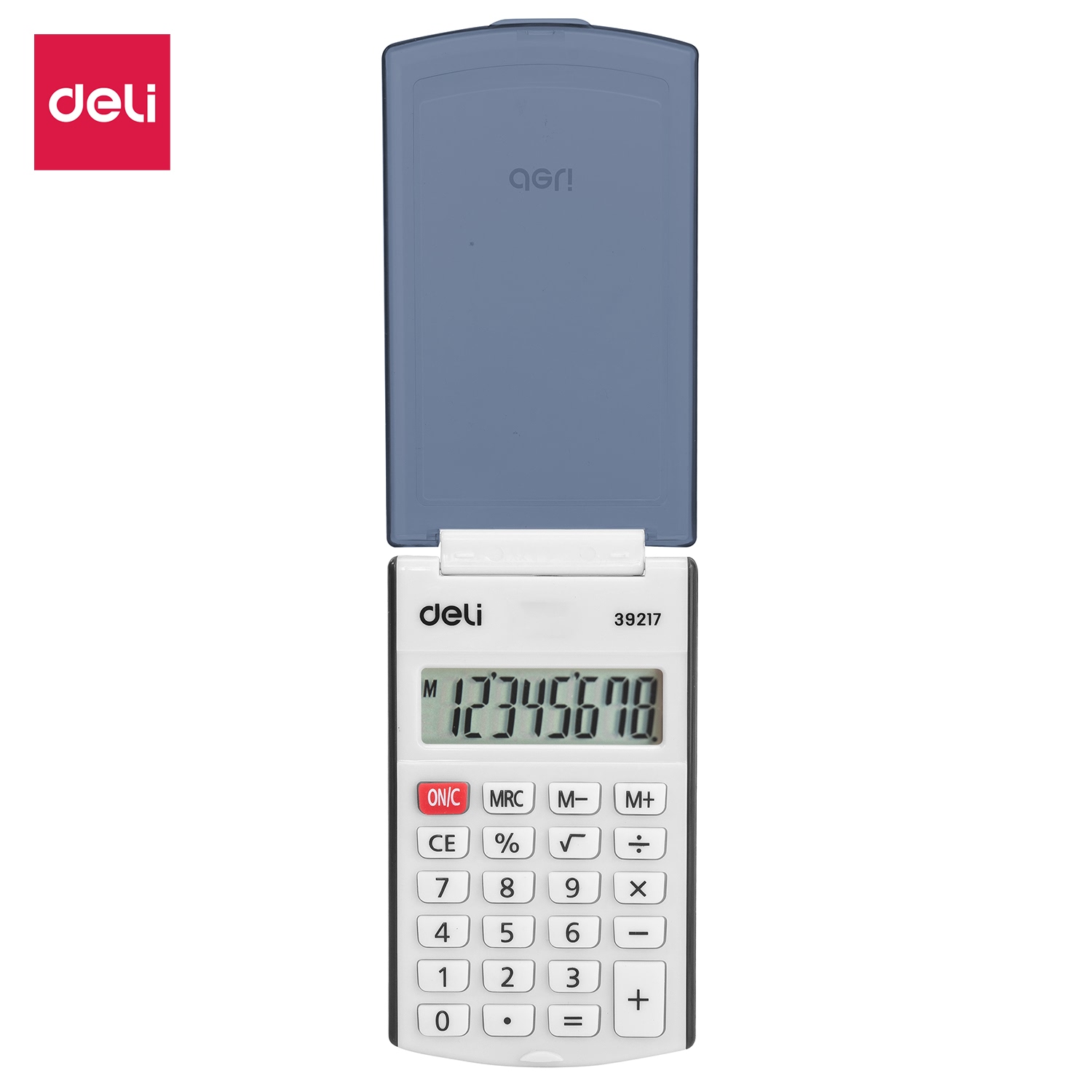 deli E39217 Portable Calculator, Plastic-8 digits,h/cover, Black