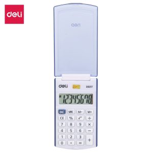 deli E39217 Portable Calculator, Plastic-8 digits,h/cover, Blue