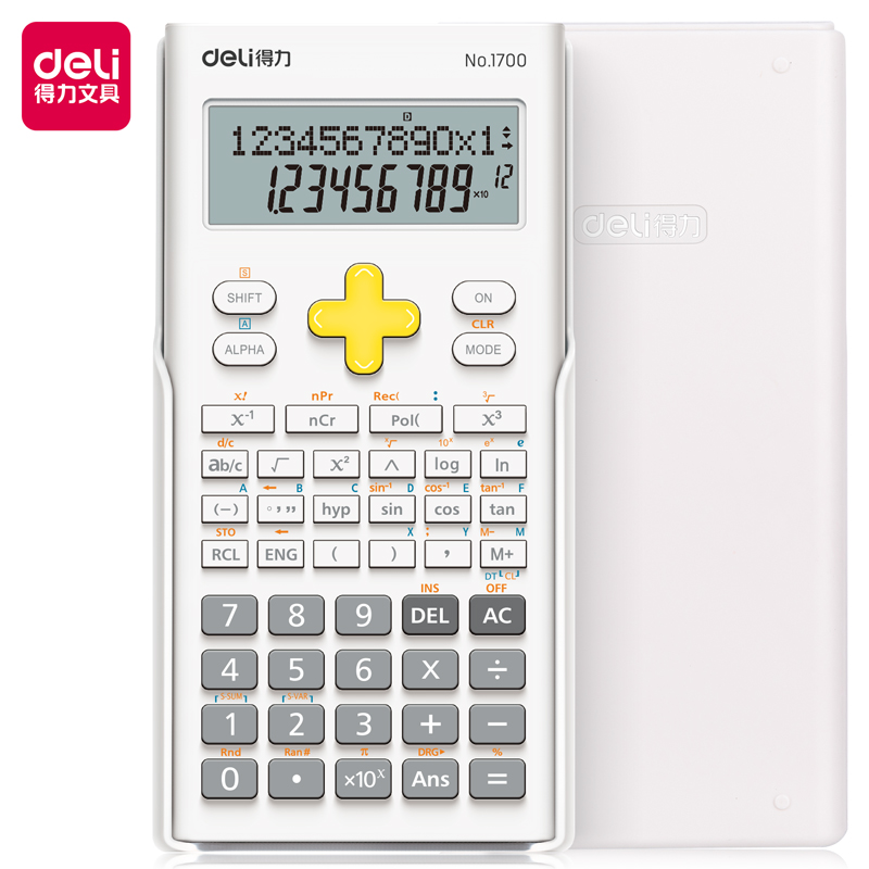 deli 1700 Scientific Calculator, 240F-two line display-10+2 digits, White