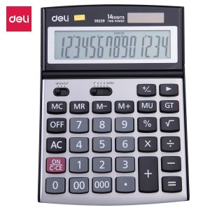 deli E39229 Desktop Calculator, Metal-14 digits, Silver
