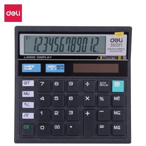 deli E39231 Desktop Calculator, Plastic-12 digits, 120 steps check, Black