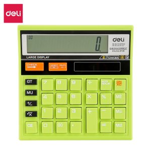 deli E39231F Calculator, Plastic-12 digits, 120 steps check, Green