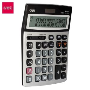 deli E39265 Desktop Calculator, Metal-16 digits, 120 steps check, Silver