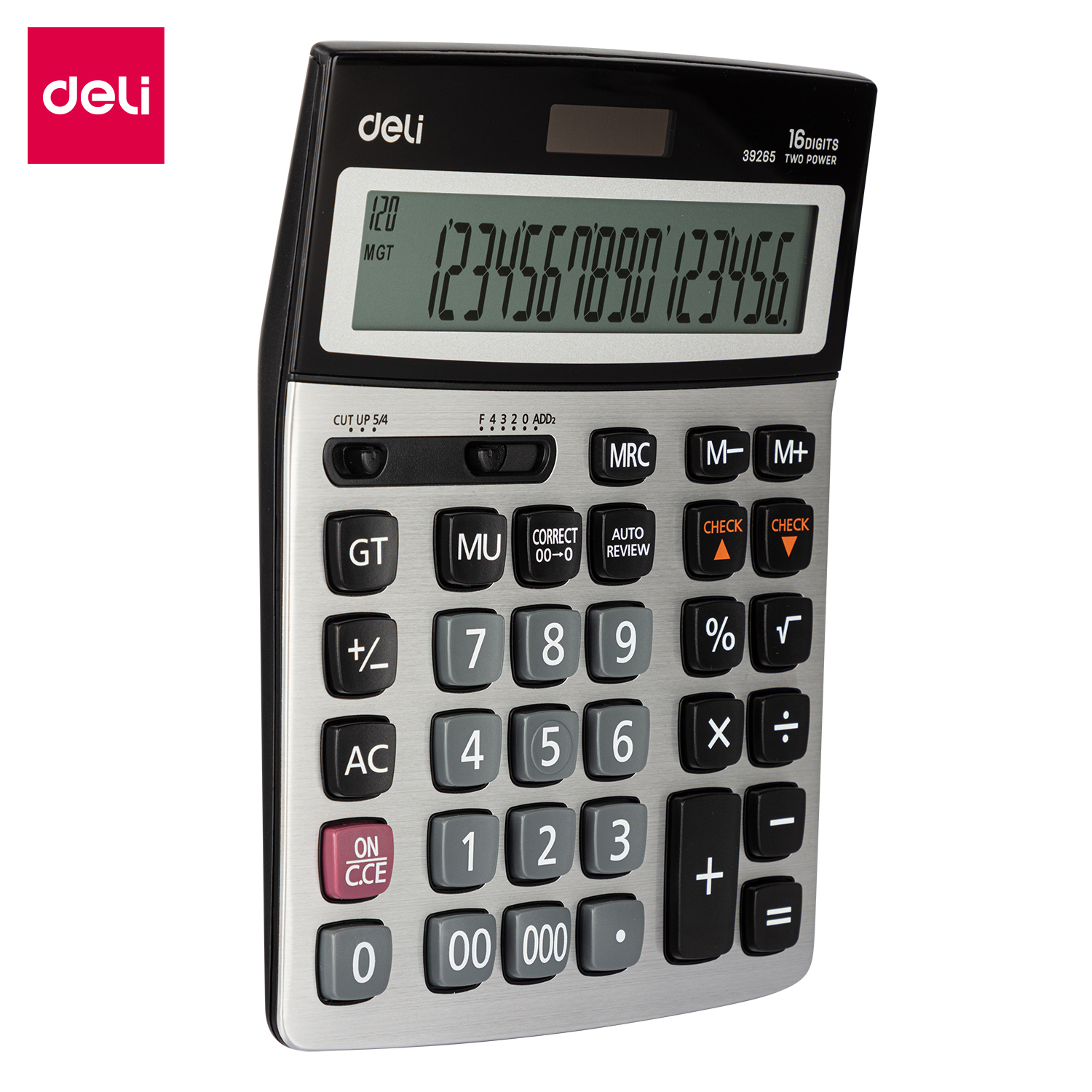deli E39265 Desktop Calculator, Metal-16 digits, 120 steps check, Silver