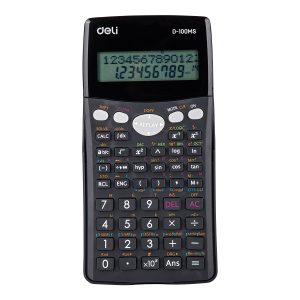 deli ED-100MS Scientific Calculator, 300F-two line display-10+2 digits, Dark Grey