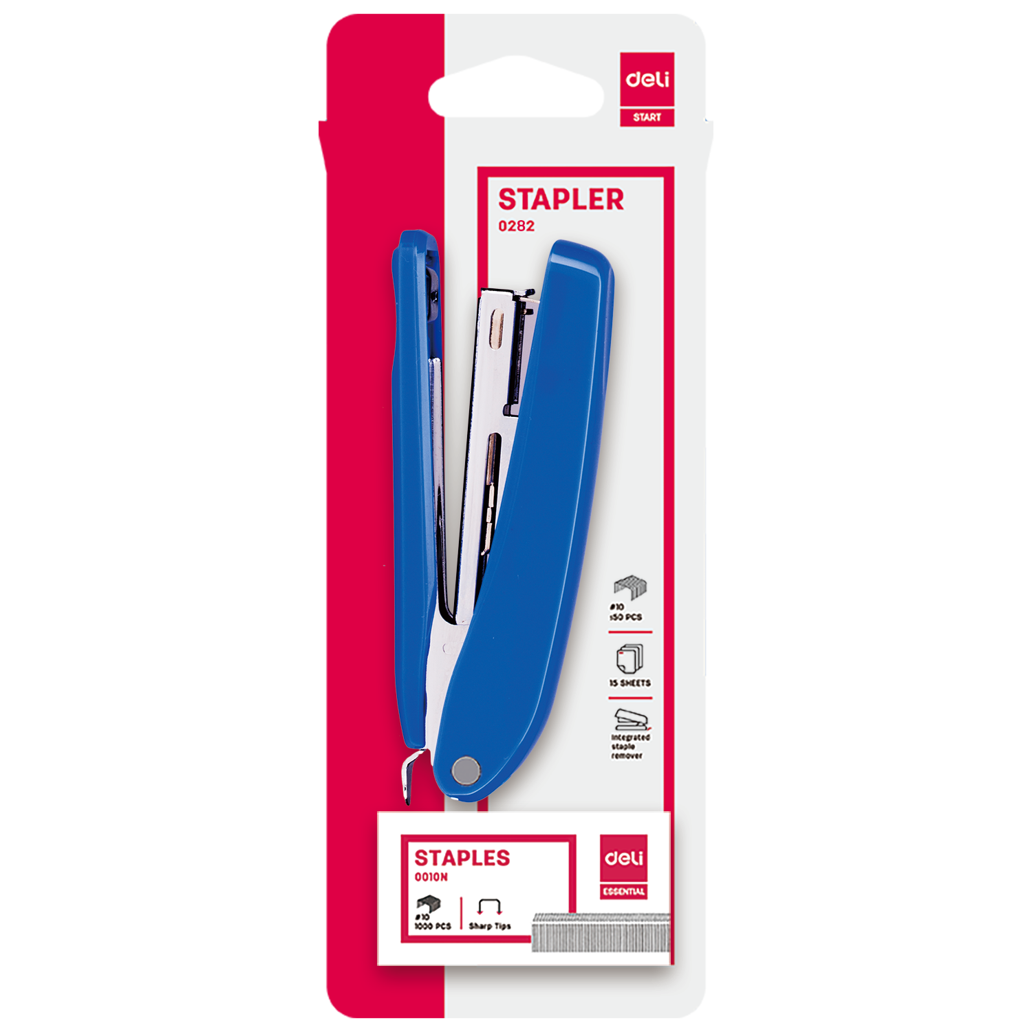 deli E0282 Stapler, 15sheets,#10, Assorted Colors