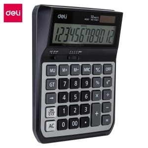 deli EM00720 Desktop Calculator, Metal-12 digits, Grey