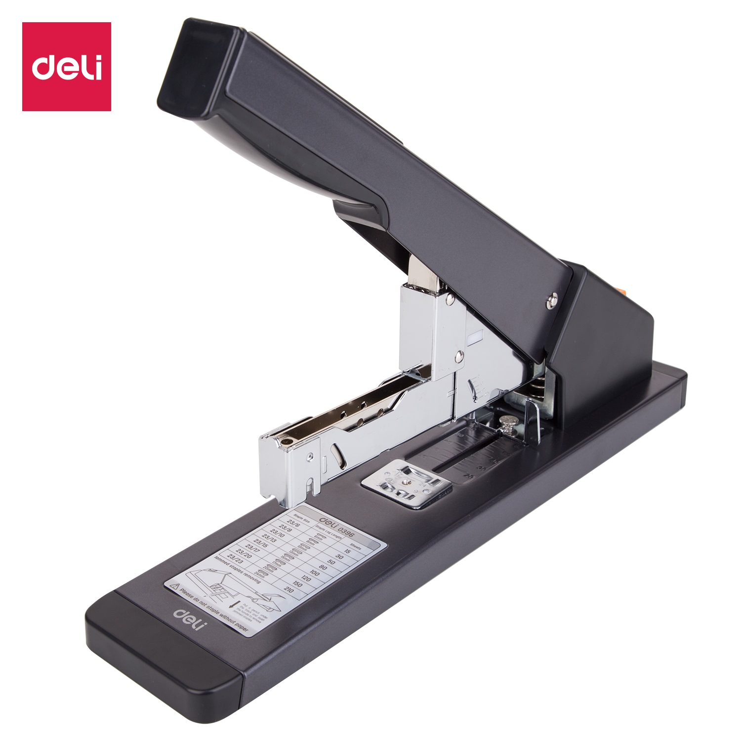 deli E0396 Heavy Duty Stapler, 210sheets, Black