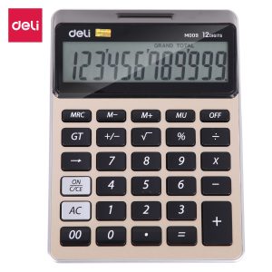 deli EM00951 Desktop Calculator, Metal-12 digits, Golden