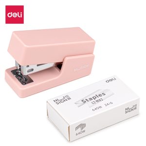 deli NS083 Nusign Stapler, 12sheets,24/6 & 26/6, Pink