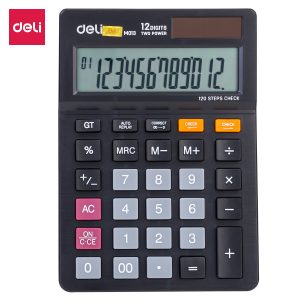 deli EM01320 Desktop Calculator, Plastic-12 Digits, 120 steps check, Black