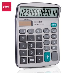 deli 1837 Desktop Calculator, Metal-12 digits, Silver