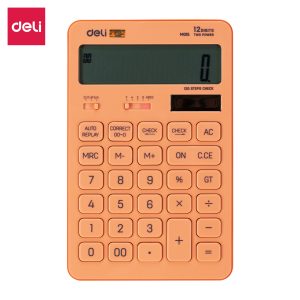 deli EM01541 Desktop Calculator, Plastic-12 digits, 120 steps check, Red