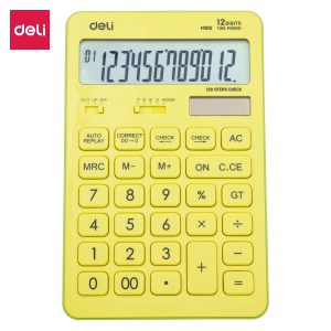 deli EM01551 Desktop Calculator, Plastic-12 digits, 120 steps check, Green