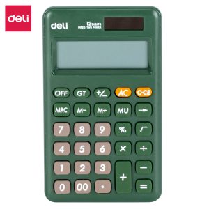 deli EM120 Portable Calculator, Plastic-12 digits, Green