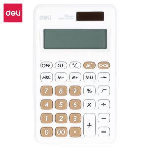 deli EM120 Portable Calculator, Plastic-12 digits, White