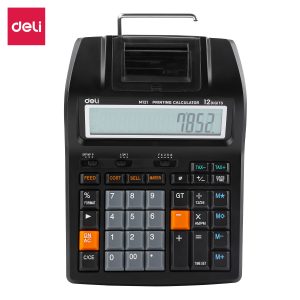 deli EM121-EU Printing Calculator, Plastic-12 digits, Black