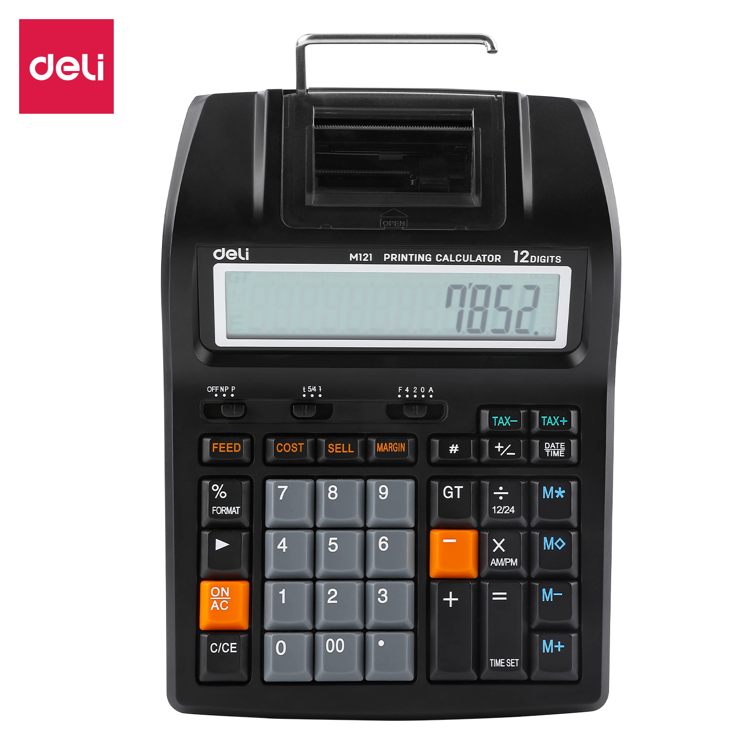 deli EM121-EU Printing Calculator, Plastic-12 digits, Black