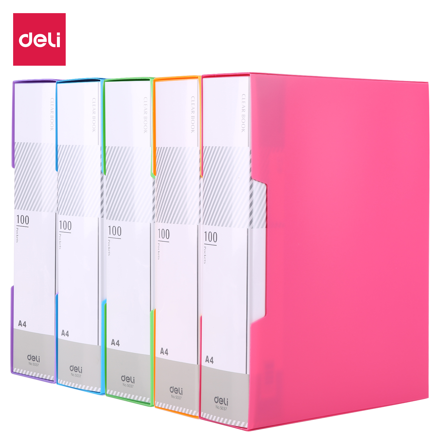deli E5037 Office Display Book, A4-100 pages, Assorted Colors