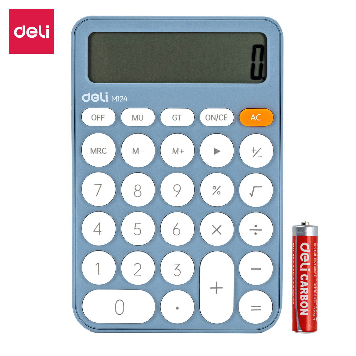 deli EM124 Calculator, Plastic-12 digits, Blue