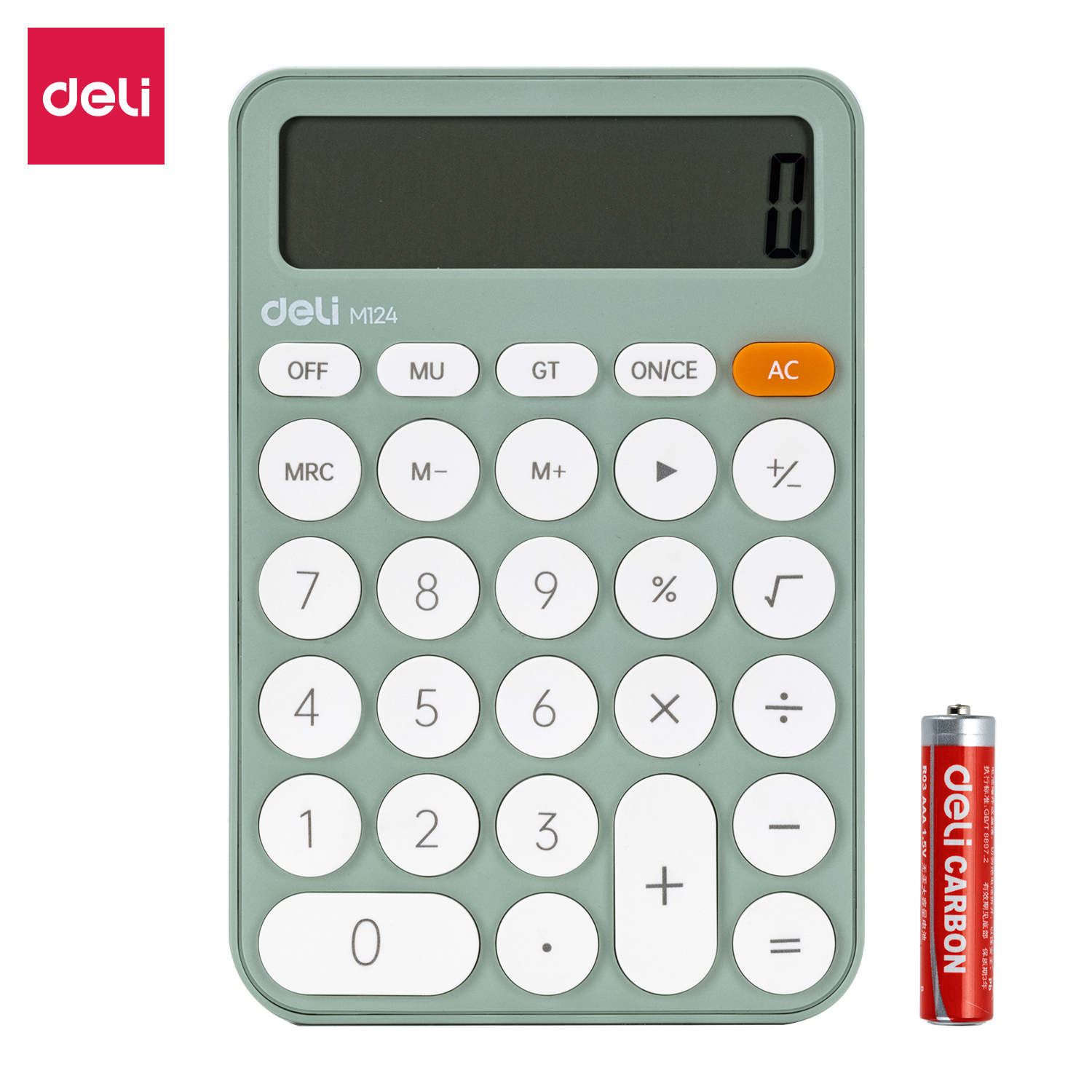 deli EM124 Calculator, Plastic-12 digits, Green