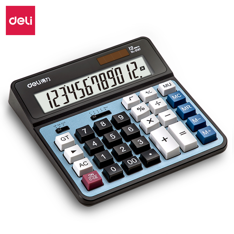 deli 2137 Desktop Calculator, Metal-12 digits, Blue