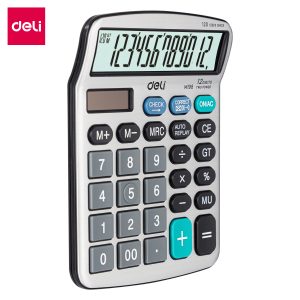 deli EM19810 Desktop Calculator, Metal-12 digits, 120 steps check, Silver