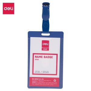 deli E5743 Name Badge & Clip, Inner core size: 54*90mm, Blue