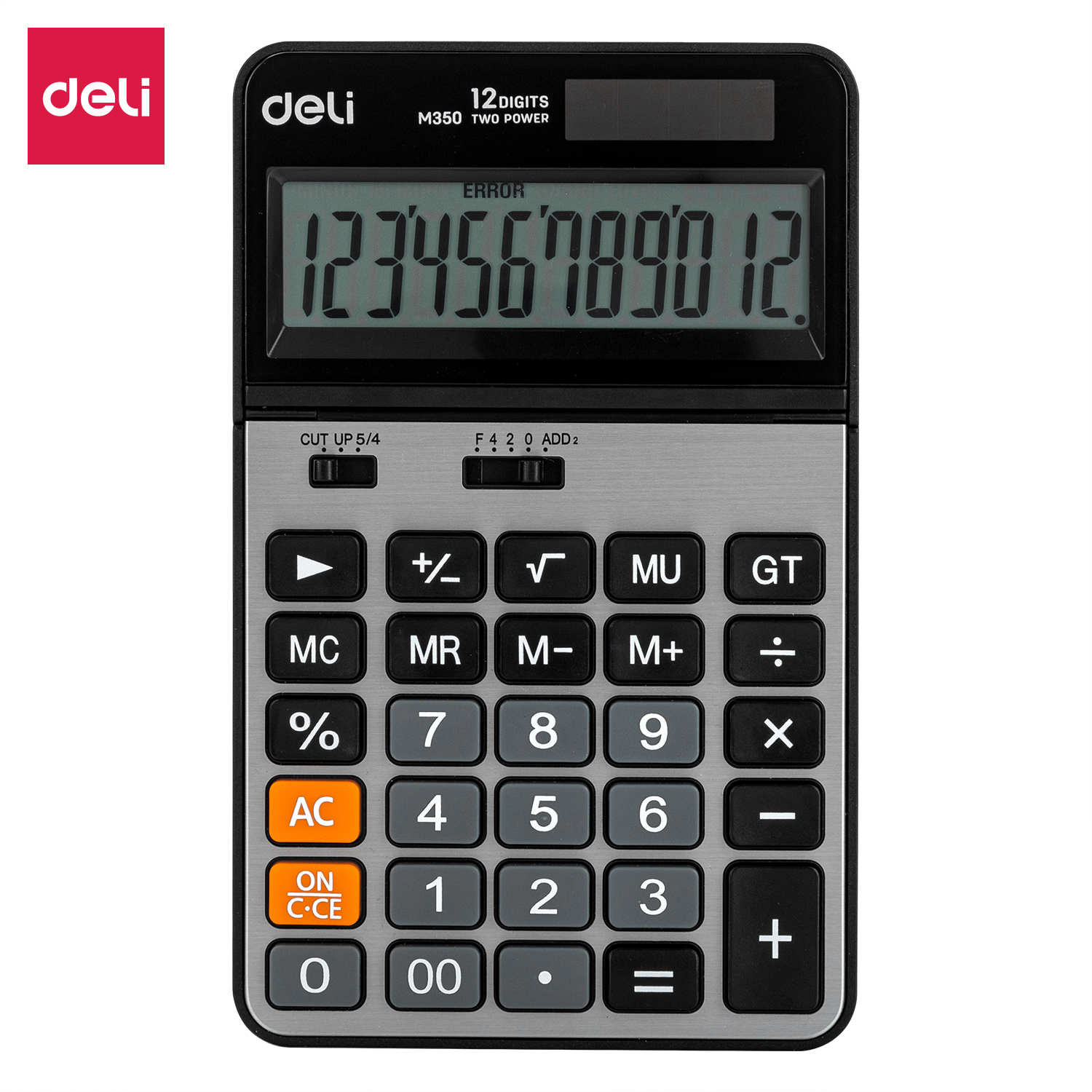 deli EM350 Calculator, Metal-12 digits, Silver