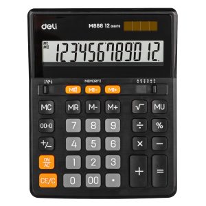 deli EM888 Desktop Calculator, Plastic-12 digits,dual memory, Black - Style 2